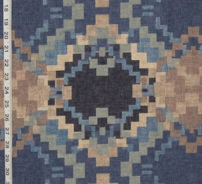 Textile with geometric pattern and measurement scale on the side