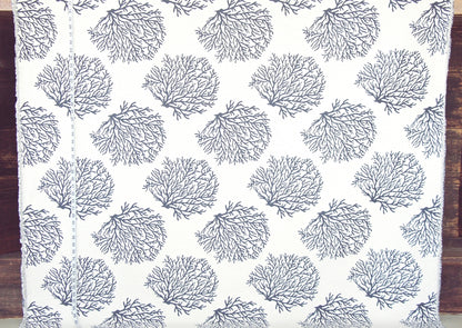 Grey Coral Fabric Ocean Upholstery Remnant - 54"