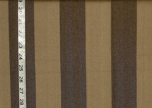 Brown and beige striped fabric with a measuring tape on the left side