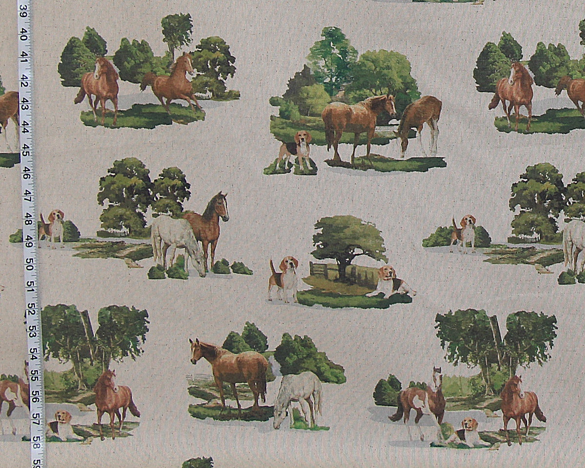 Horse and hound fabric fields trees