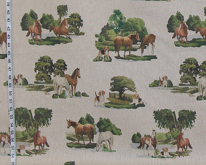 Horse and hound fabric fields trees