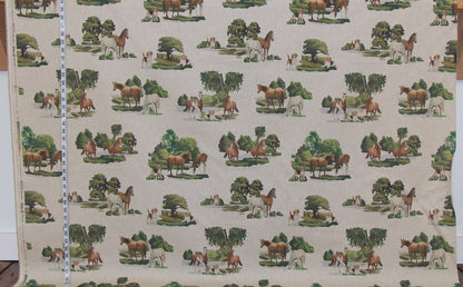 Horse and hound fabric fields trees