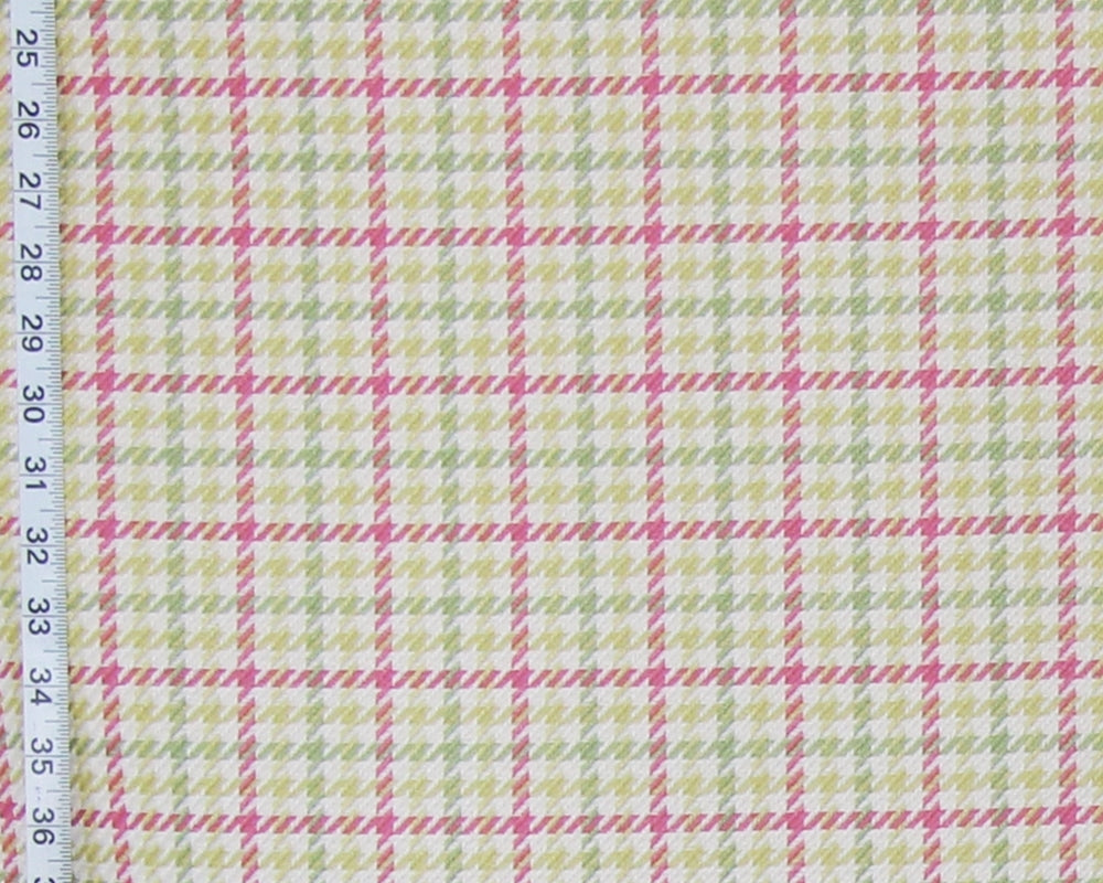 Pink green plaid fabric houndstooth check upholstery