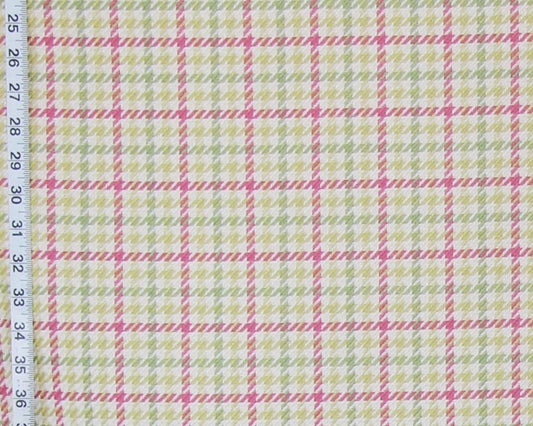 Pink green plaid fabric houndstooth check upholstery