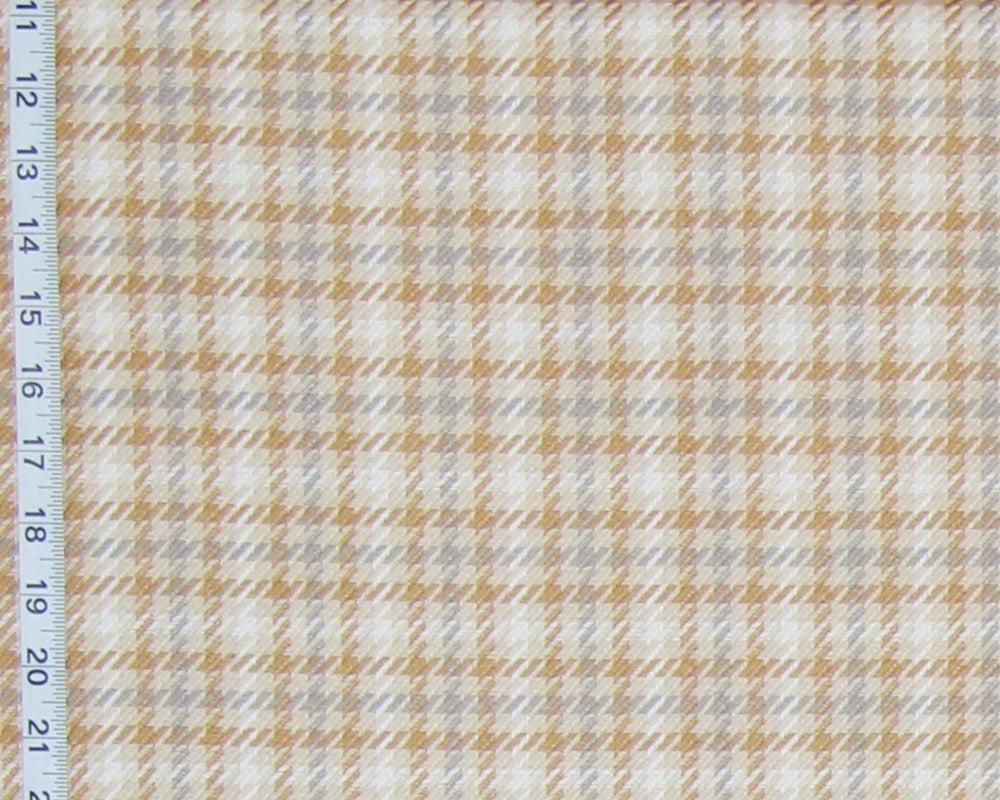 Beige Plaid Houndstooth Check Upholstery Fabric