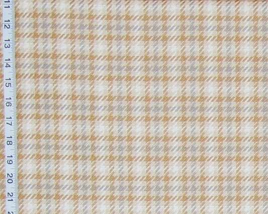 Beige Plaid Houndstooth Check Upholstery Fabric