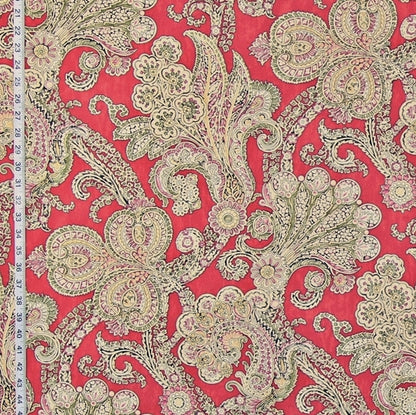 Indienne Red Paisley Fabric Mosaic Watercolor