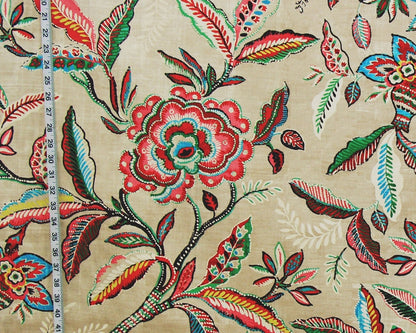 Pink green Indienne fabric fiesta floral