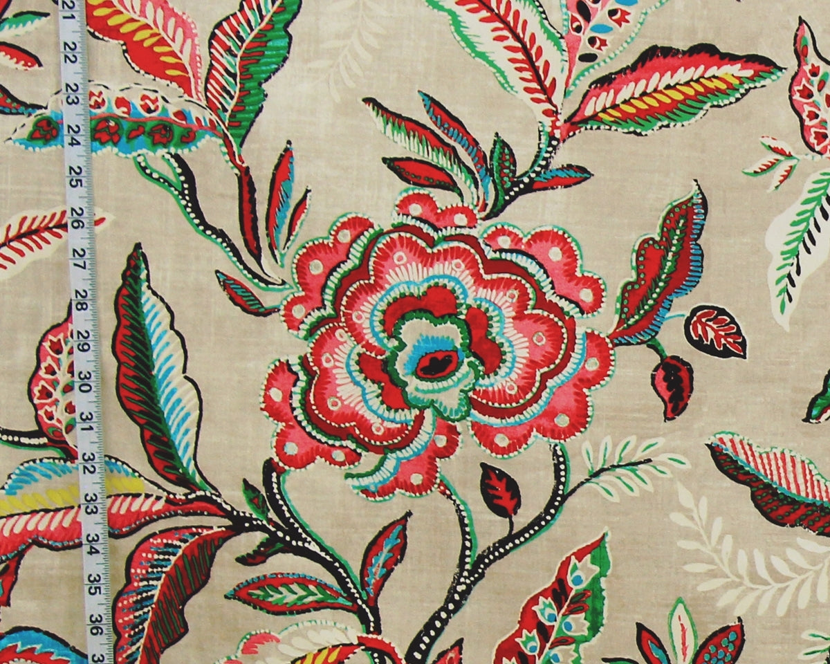 Pink green Indienne fabric fiesta floral