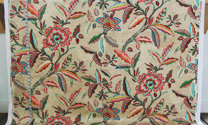 Pink green Indienne fabric fiesta floral