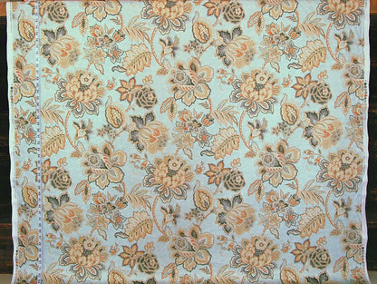 Orange grey gold Indienne floral fabric aqua blue Tibet