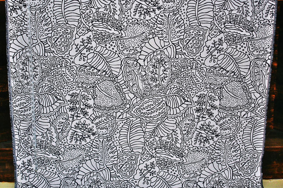 Tropical Jungle Leaf Fabric Navy Blue Reversible Upholstery Material