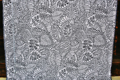 Tropical Jungle Leaf Fabric Navy Blue Reversible Upholstery Material