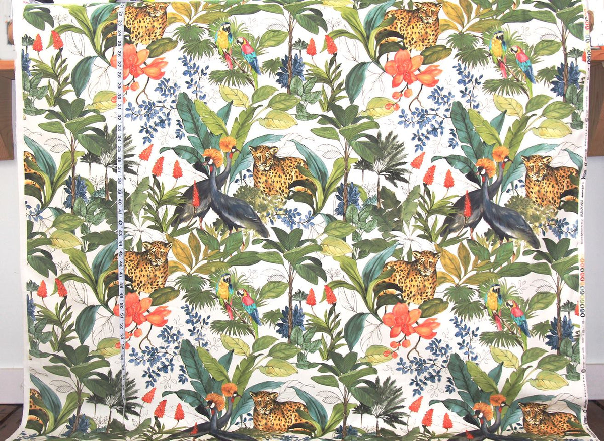Jungle leopard fabric parrot orchid African crane