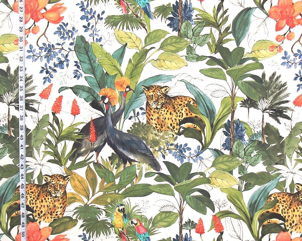 Jungle leopard fabric parrot orchid African crane