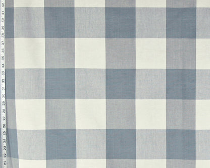 4" Large French Blue Buffalo Check Fabric,  Soft Blue