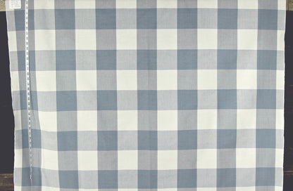 4" Large French Blue Buffalo Check Fabric,  Soft Blue