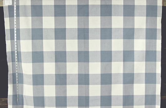 4" Large French Blue Buffalo Check Fabric,  Soft Blue