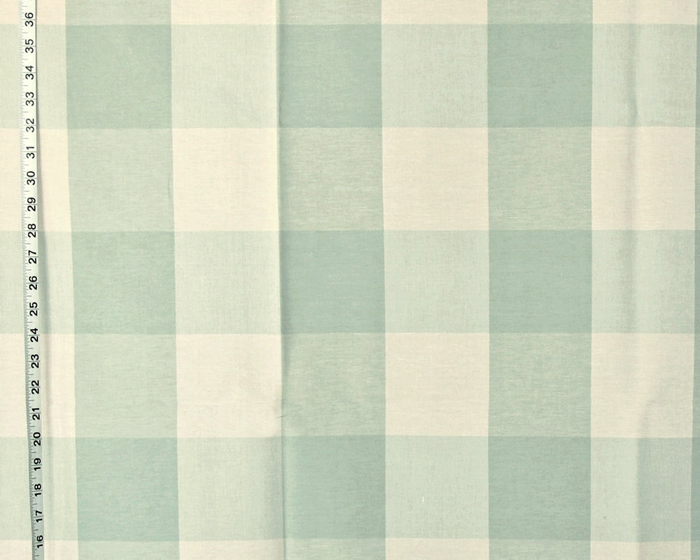 4" Large Grey Blue Green Buffalo Check Fabric, Spa