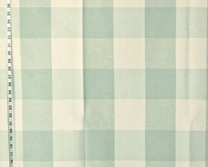 4" Large Grey Blue Green Buffalo Check Fabric, Spa