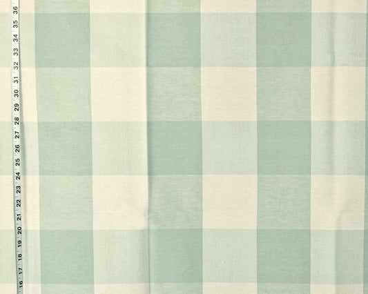 4" Large Grey Blue Green Buffalo Check Fabric, Spa