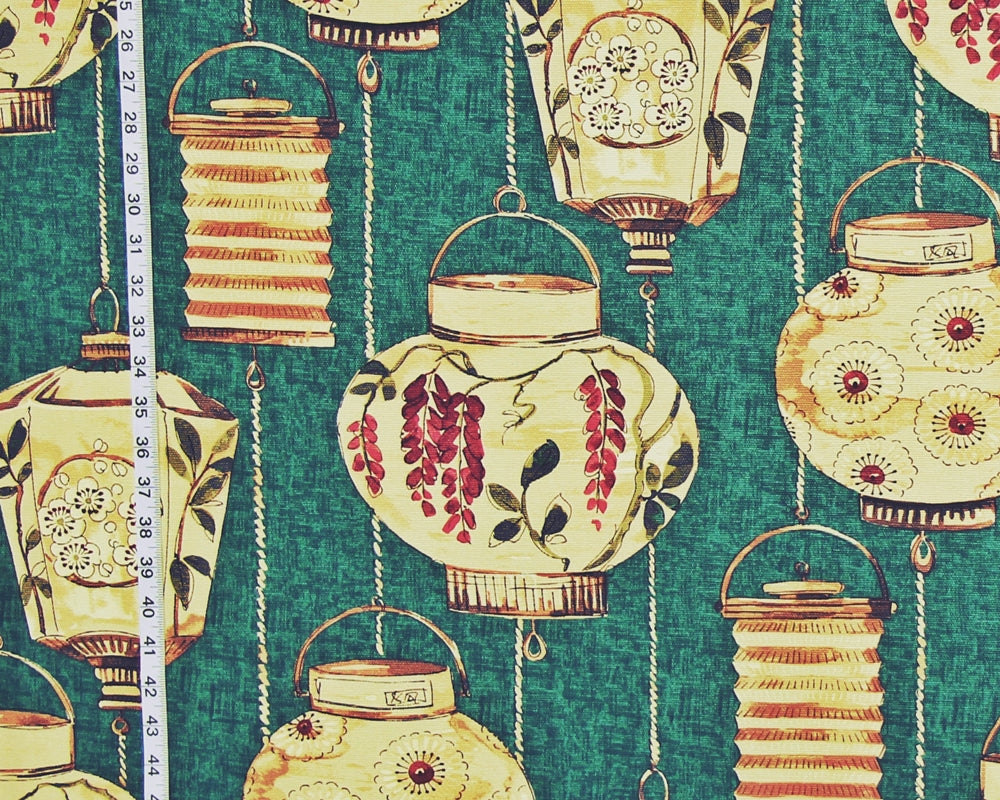 Japanese Lantern Fabric, Teal Green
