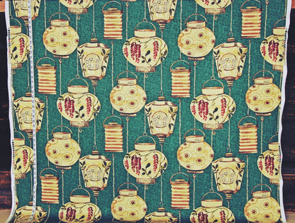 Japanese Lantern Fabric, Teal Green