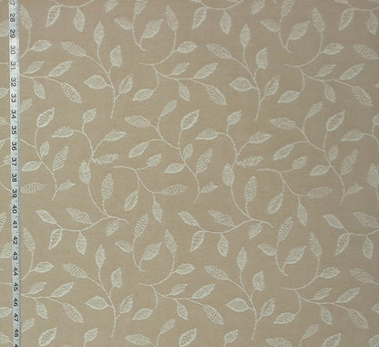 Embroidered Leaf Fabric Taupe Tree Leaves