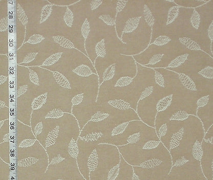 Embroidered Leaf Fabric Taupe Tree Leaves