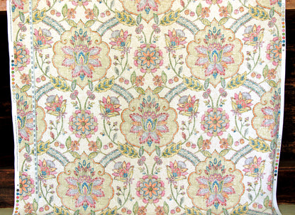 Lotus garden rug fabric pink orange yellow blue