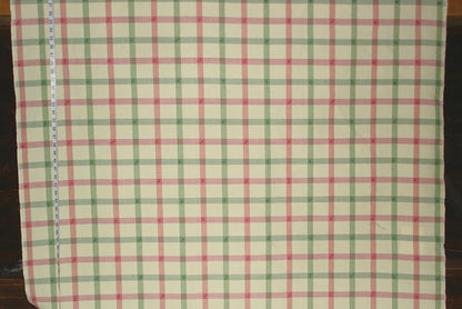 Yellow pink windowpane plaid fabric Green