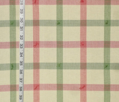 Yellow pink windowpane plaid fabric Green