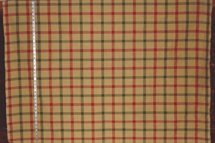 Orange green gold windowpane fabric Sienna