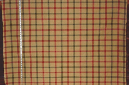 Orange green gold windowpane fabric Sienna