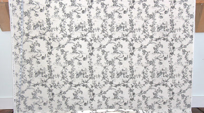 Mini beige black toile fabric French country floral