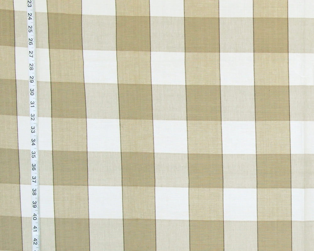 Large Tan Buffalo Check Fabric, Beige RT-Monr- D2929 Linen