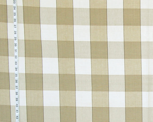 Large Tan Buffalo Check Fabric, Beige RT-Monr- D2929 Linen