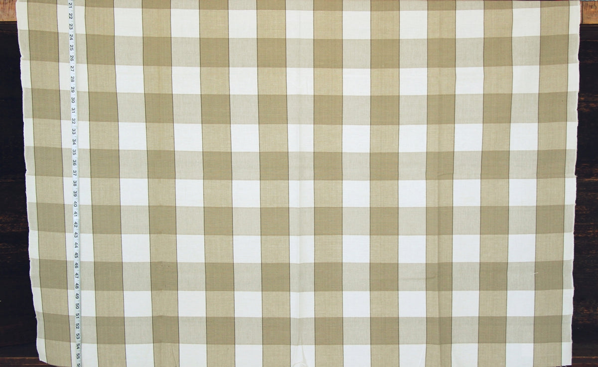 Large Tan Buffalo Check Fabric, Beige RT-Monr- D2929 Linen
