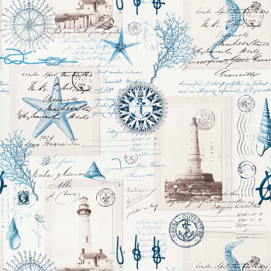 Nautical lighthouse vintage postcard French writing Wallpaper