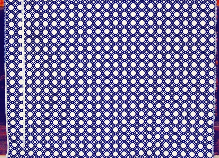Navy Blue Lattice, Reversible Fabric, Woven Upholstery