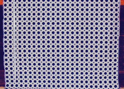 Navy Blue Lattice, Reversible Fabric, Woven Upholstery