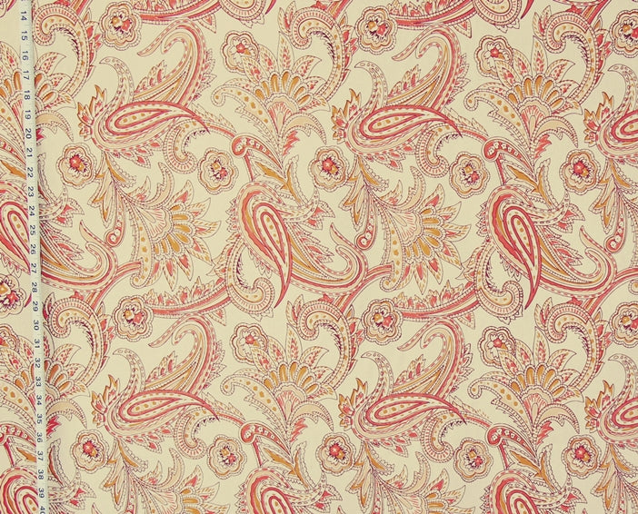 Orange paisley fabric Indienne handprint