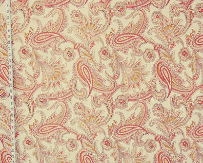 Orange paisley fabric Indienne handprint