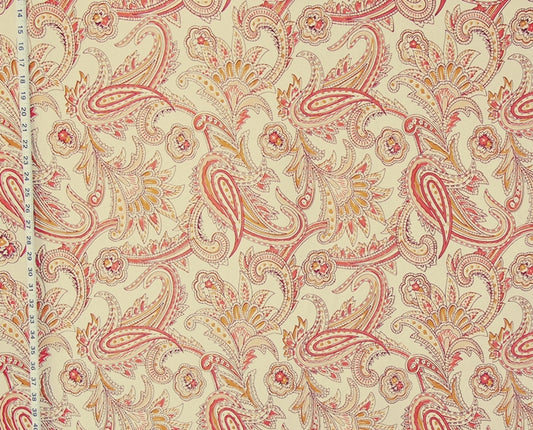 Orange paisley fabric Indienne handprint