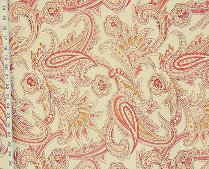 Orange paisley fabric Indienne handprint
