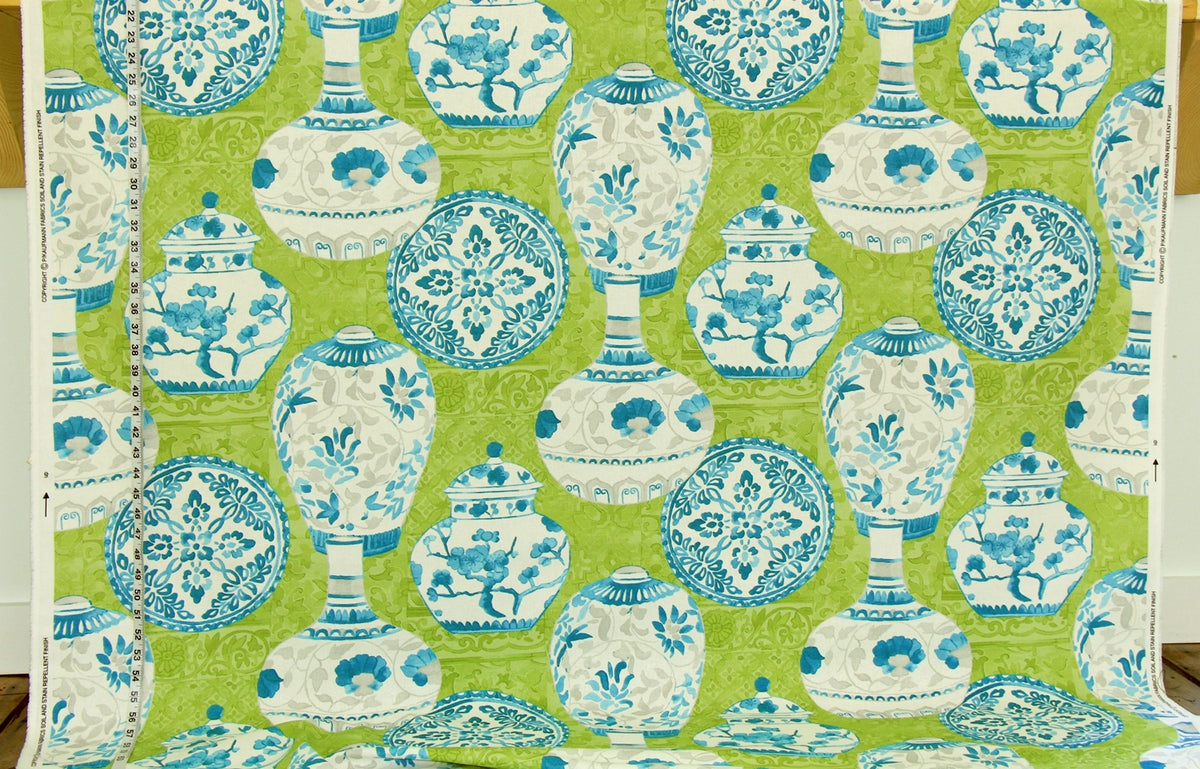 Teal blue Asian porcelain fabric ginger jars china Retro green