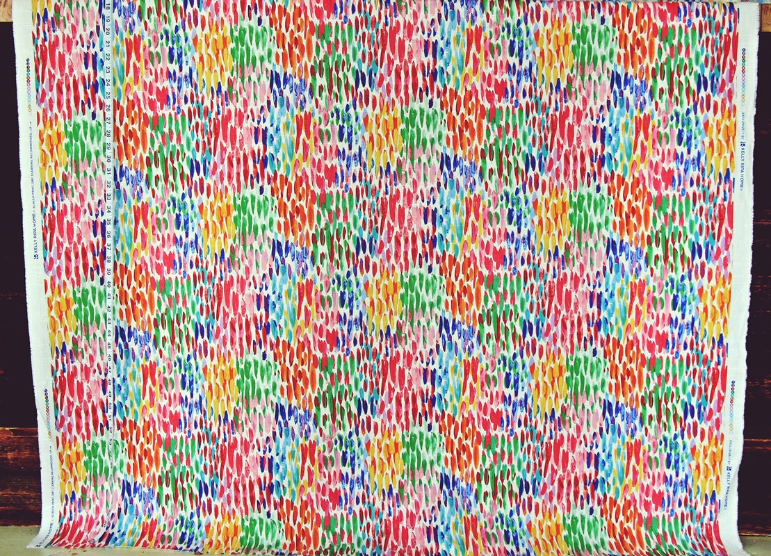 Watercolor paint brush fabric: 60" Remnant