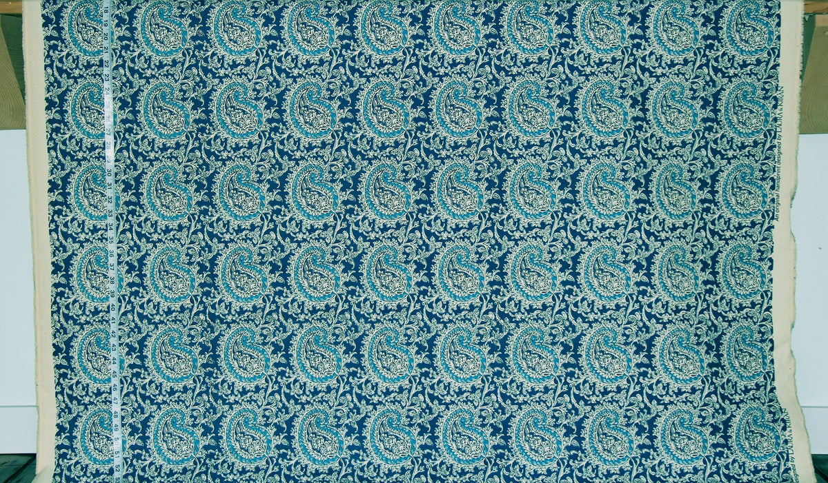Turquoise Blue Paisley Fabric Handprint