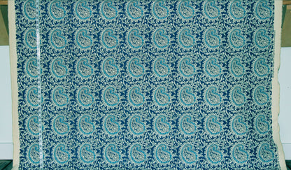 Turquoise Blue Paisley Fabric Handprint
