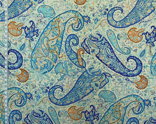 Clarence House Fabric turquoise blue Provence paisley Chutney